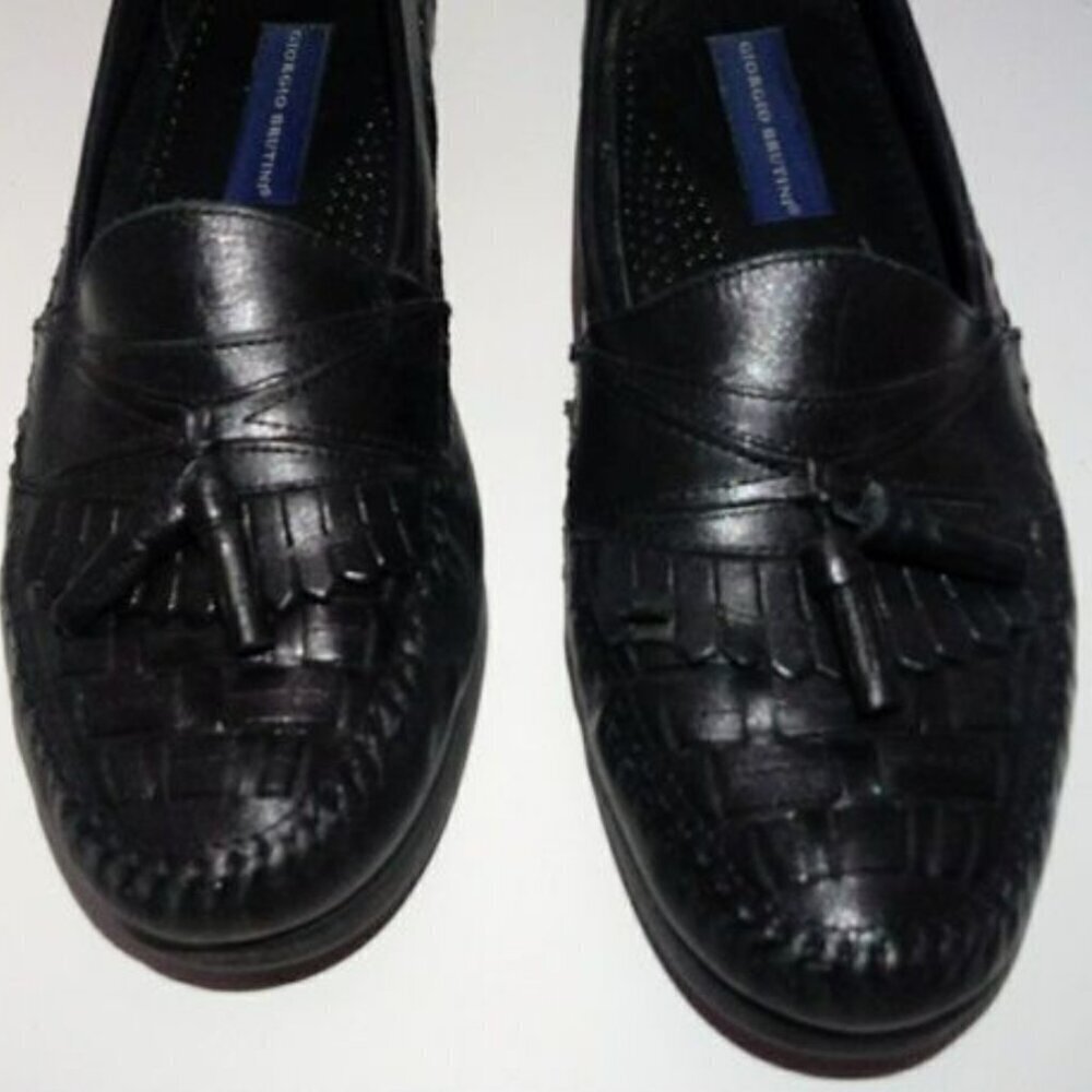 Giorgio Brutini SZ10 Mens Bartell Black Leather Tassel Loafer Old $ Career Dress